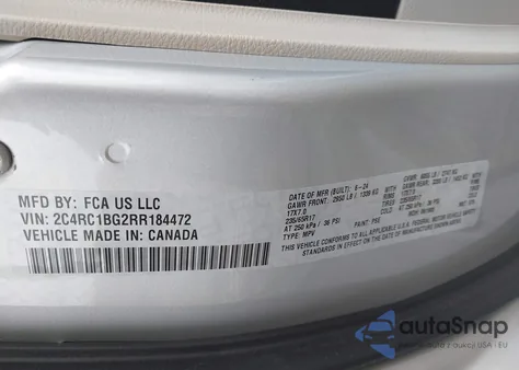 2024 Chrysler Pacifica Touring L z USA, uszkodzony, nr VIN 2C4RC1BG2RR184472